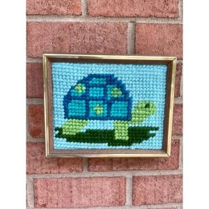 Needlepoint Turtle, Yarn Needlepoint